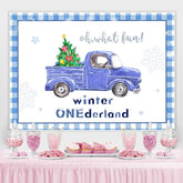 Winter Onederland Schneeflocke Blau Auto Hintergrund für babydusche